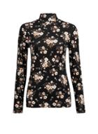 Dorothy Perkins Black And White Floral Print Roll Neck Top