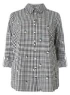 Dorothy Perkins Dp Curve Monochrome Ditsy Embroidered Gingham Shirt