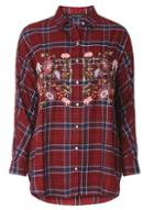 Dorothy Perkins Red Embroidered Checked Shirt