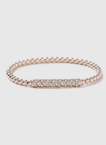 Dorothy Perkins Rose Gold Crystal Stretch Bracelet