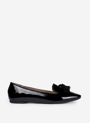 Dorothy Perkins Wide Fit Black Petal Loafers