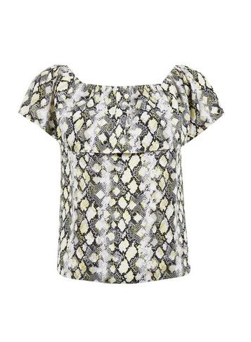 Dorothy Perkins Petite Multi Colour Snake Print Bardot Top