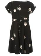 Dorothy Perkins Petite Blackfloral Print Fit And Flare Dress