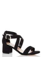 *quiz Black Strap Block Heel Sandals