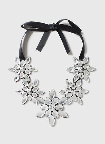 Dorothy Perkins Silver Flower Collar Necklace
