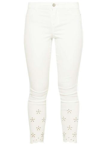 Dorothy Perkins Petite White Frankie Broderie Hem Jeans