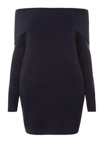 Dorothy Perkins Dp Curve Navy Bardot Longline Jumper