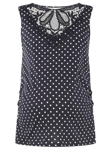Dorothy Perkins *materntiy Navy Polka Dot Print Lace Trim Vest