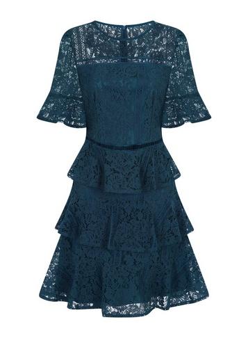 Girls On Film *girls On Film Teal Lace Tiered Dress
