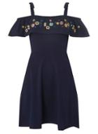 Dorothy Perkins Navy Embroidered Fit And Flare Dress