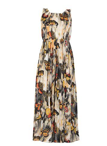 Dorothy Perkins *izabel London Multi White Butterfly Print Maxi Dress