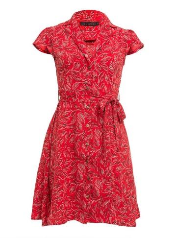 *tenki Red Pattern Shirt Dress