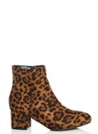 *quiz Black Leopard Print Block Heel Boots