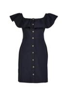 Dorothy Perkins *black Button Through Bardot Sundress