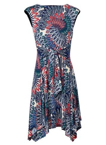 *izabel London Navy Peacock Print Skater Dress