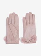 Dorothy Perkins Blush Leather Faux Fur Trim Gloves