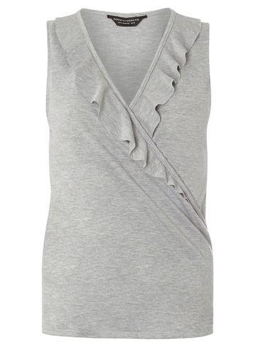 Dorothy Perkins Grey Ruffle Wrap Top