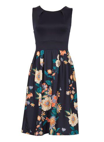 Dorothy Perkins *feverfish Navy Contrast Print Skater Dress