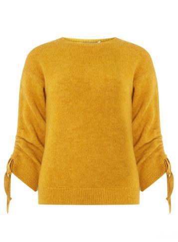 Dorothy Perkins Petite Yellow Ruched Sleeve Jumper