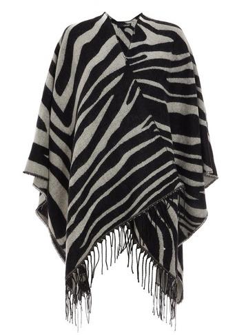 *quiz Grey And Black Zebra Print Cape