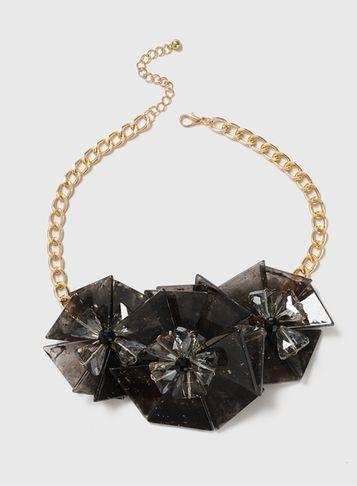 Dorothy Perkins Black Flower Collar Necklace