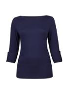 Dorothy Perkins *dp Curve Navy Animal Cuff Detail Top