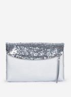 Dorothy Perkins Silver Sequin Foldover Clutch Bag