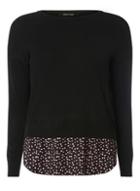 Dorothy Perkins *only Black 2-in-1 Printed Knitted Top