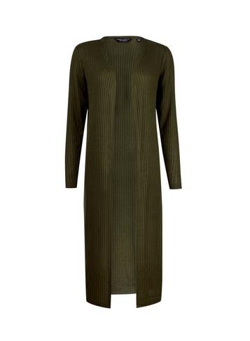 Dorothy Perkins Khaki Ribbed Longline Cardigan