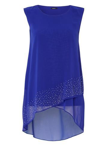 Dorothy Perkins *roman Originals Blue Chiffon Top