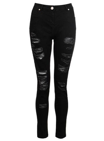 Dorothy Perkins *quiz Black Ripped Skinny Jeans