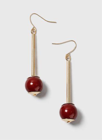 Dorothy Perkins Red Ball Drop Earrings