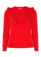 Dorothy Perkins Petite Red Ruffle Front Jumper