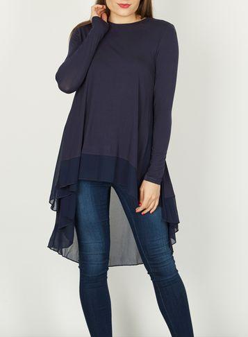 Dorothy Perkins *izabel London Navy Sheer Hem Top