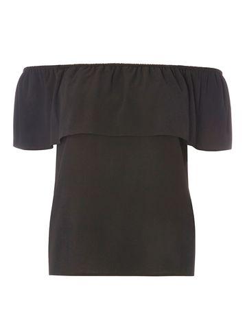 Dorothy Perkins Petite Black Ruched Bardot Top