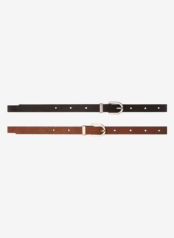 Dorothy Perkins 2 Pack Black And Tan Casual Belt