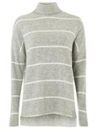 Dorothy Perkins *tall Grey Stripe Roll Neck Cut And Sew Top