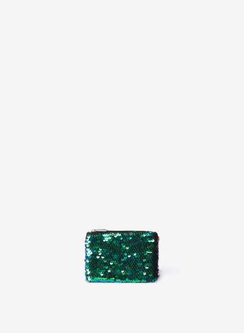Dorothy Perkins Green Sequin Embellished Zip Top Purse