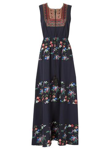 Dorothy Perkins *tenki Blue Embroidery Maxi Dress