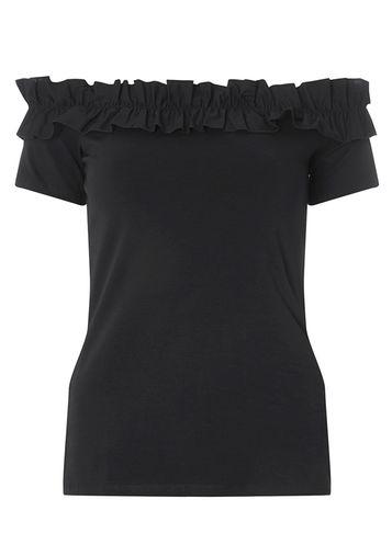 Dorothy Perkins Navy Shirred Trim Bardot Top