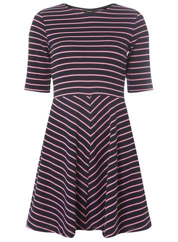 Dorothy Perkins *vero Moda Navy Striped Skater Dress
