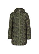 Dorothy Perkins Green Camouflage Print Long Padded Hooded Coat