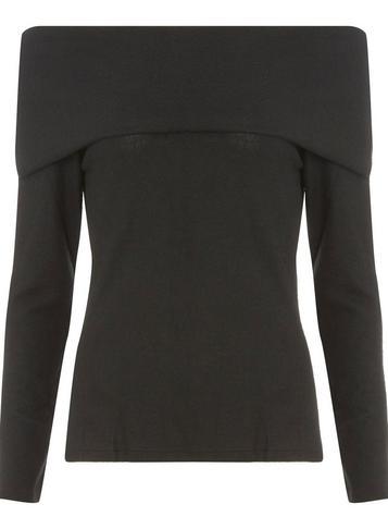 Dorothy Perkins *tall Black Burshed Bardot Top