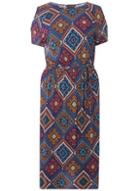 Dorothy Perkins Orange And Black Geometric Print Cold Shoulder Midi Dress