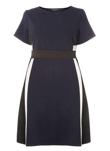 Dorothy Perkins Dp Curve Navy Colour Block Fit And Flare Dress