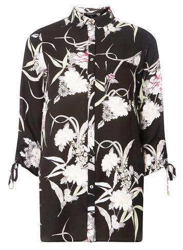 Dorothy Perkins Black Floral Longline Shirt