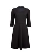 Dorothy Perkins Black 3/4 Sleeve Shirred Neck Fit And Flare Dress