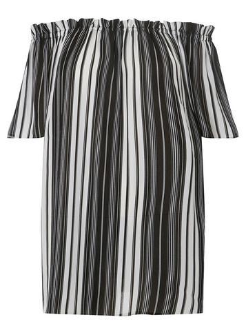 Dorothy Perkins Dp Curve Black Striped Frill Bardot Top