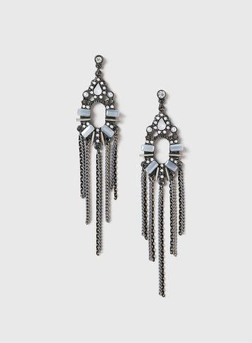 Dorothy Perkins Black And Cream Chain Drop Earrings