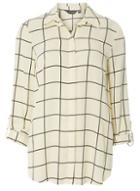 Dorothy Perkins *tall Cream Checked Roll Sleeve Shirt